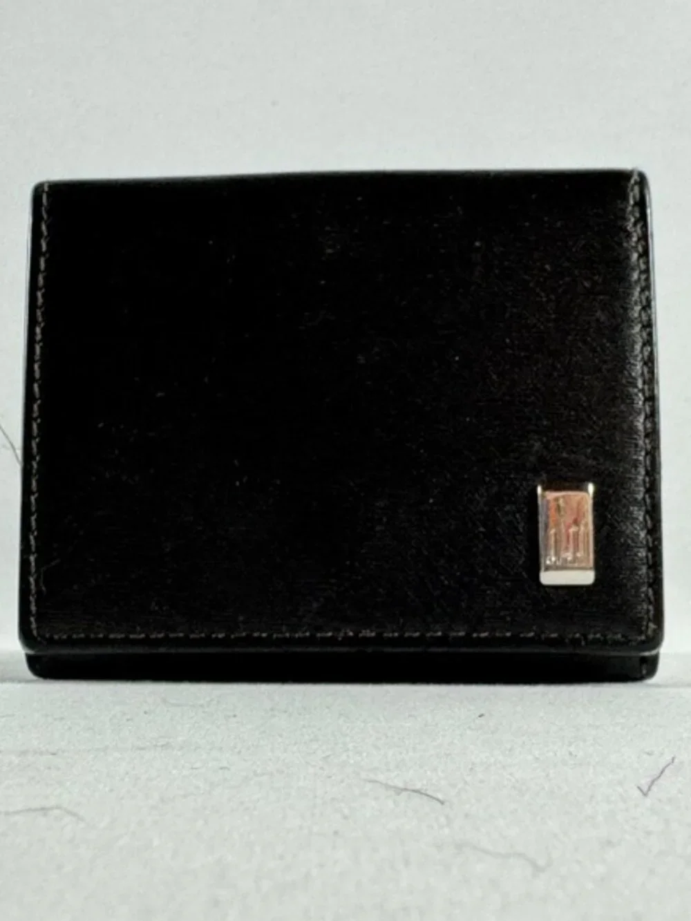 VINTAGE DUNHILL Black Compact Folding Coin Wallet / Card Case Combo, Authentic